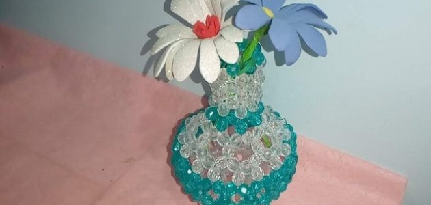 طريقة عمل فازة بالخرز الكريستال