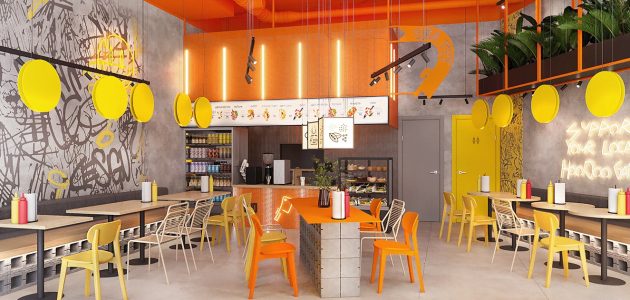 كيفية تصميم مطعم وجبات سريعة