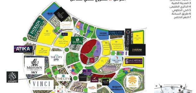 خريطة العاصمة الإدارية الجديدة R7 وأسماء الكمبوندات